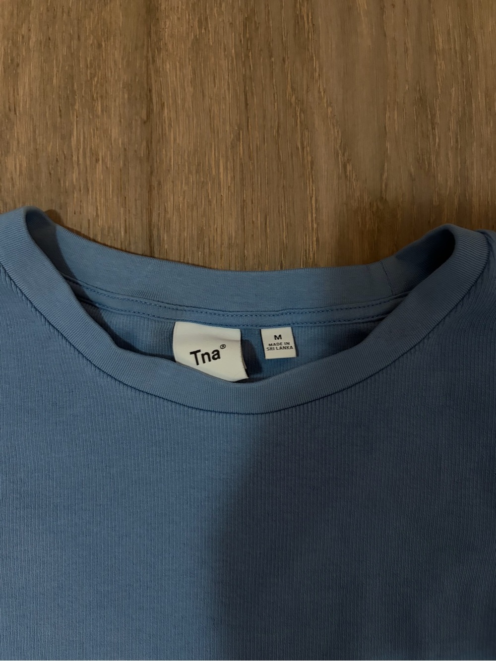 TNA Long-Sleeve Cropped Crewneck Top in Dusty Blue - Picture 2 of 2